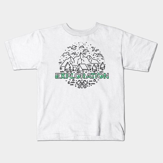 Exploration Outdoors Kids T-Shirt by arturo_mb